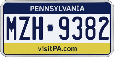 PA license plate MZH9382