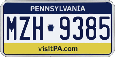 PA license plate MZH9385
