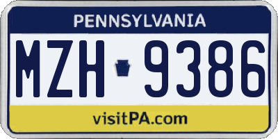 PA license plate MZH9386