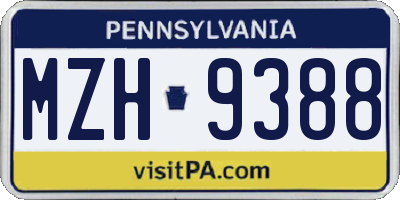 PA license plate MZH9388