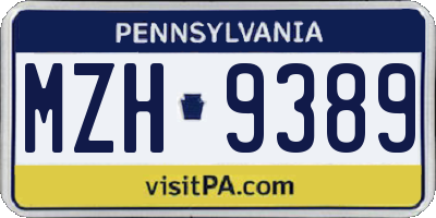 PA license plate MZH9389