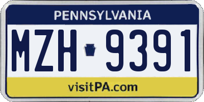 PA license plate MZH9391
