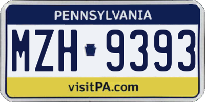 PA license plate MZH9393
