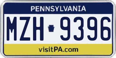 PA license plate MZH9396