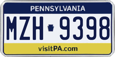 PA license plate MZH9398