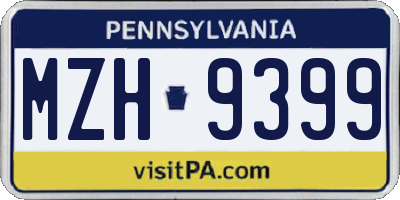 PA license plate MZH9399