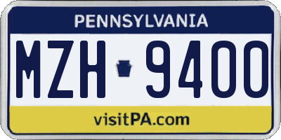 PA license plate MZH9400