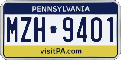 PA license plate MZH9401