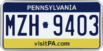 PA license plate MZH9403