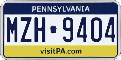 PA license plate MZH9404