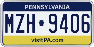 PA license plate MZH9406