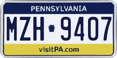 PA license plate MZH9407