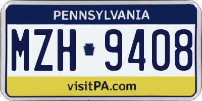 PA license plate MZH9408