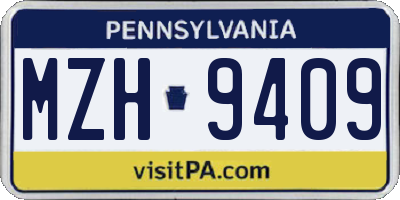 PA license plate MZH9409