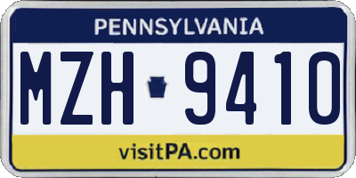 PA license plate MZH9410