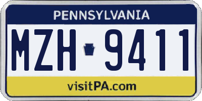PA license plate MZH9411