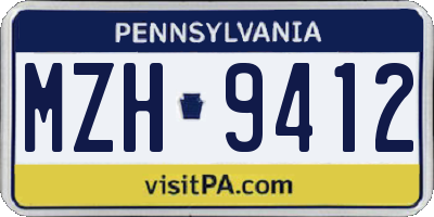 PA license plate MZH9412