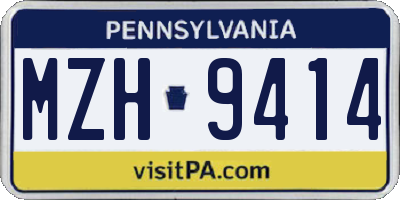 PA license plate MZH9414