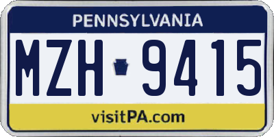 PA license plate MZH9415