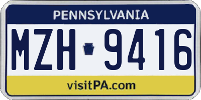 PA license plate MZH9416