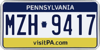 PA license plate MZH9417