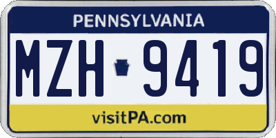 PA license plate MZH9419