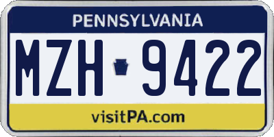 PA license plate MZH9422
