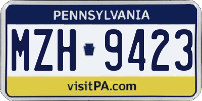 PA license plate MZH9423