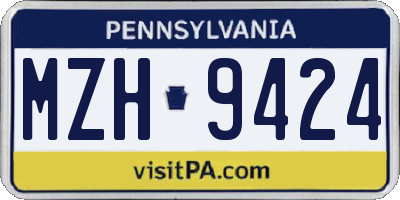 PA license plate MZH9424