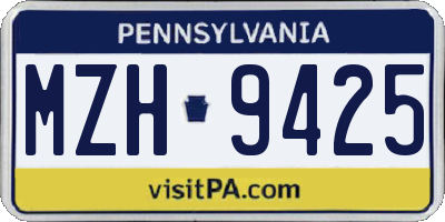 PA license plate MZH9425