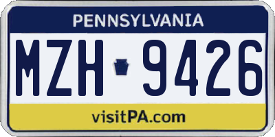 PA license plate MZH9426