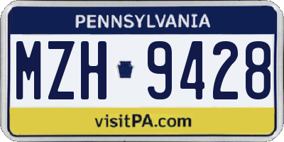 PA license plate MZH9428