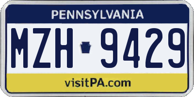 PA license plate MZH9429