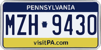 PA license plate MZH9430