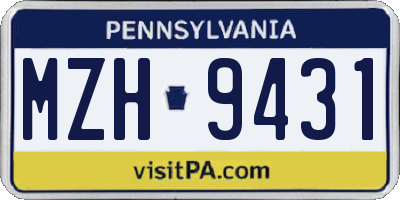PA license plate MZH9431