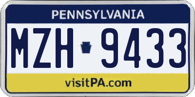 PA license plate MZH9433