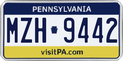 PA license plate MZH9442
