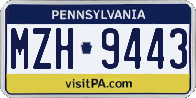 PA license plate MZH9443