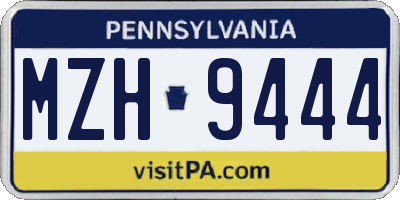 PA license plate MZH9444
