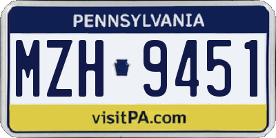 PA license plate MZH9451