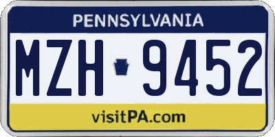 PA license plate MZH9452