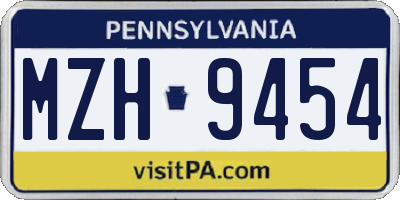 PA license plate MZH9454