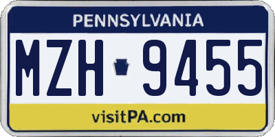 PA license plate MZH9455