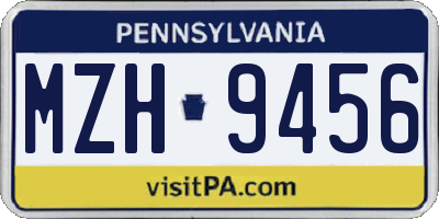 PA license plate MZH9456