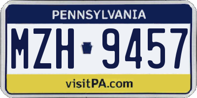 PA license plate MZH9457