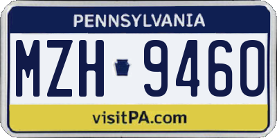 PA license plate MZH9460