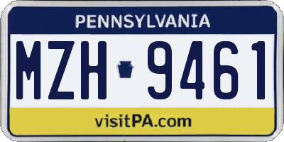 PA license plate MZH9461