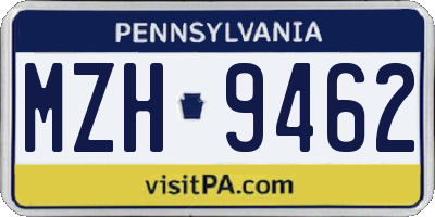 PA license plate MZH9462