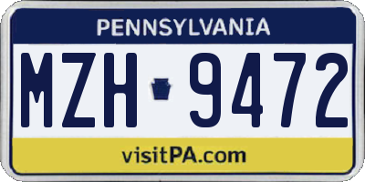 PA license plate MZH9472