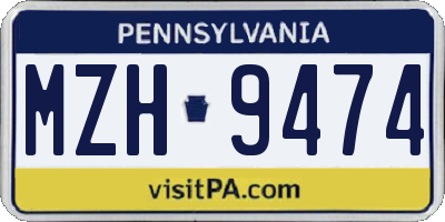 PA license plate MZH9474